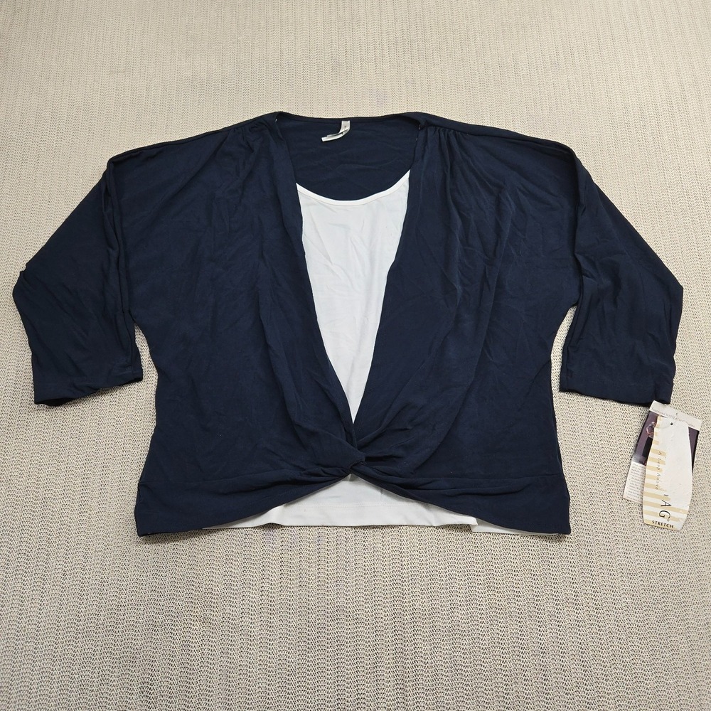 White Stag Cardigan Shirt Womens XL Blue Open Front Lightweight Stretch Layer